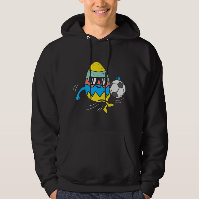 Sudadera Huevo de Pascua Jugando Fútbol Cute Hombres Deport (Anverso)