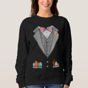 Sudadera Huevo de Pascua Tuxedo Pink Bow Tie Feliz Día de P