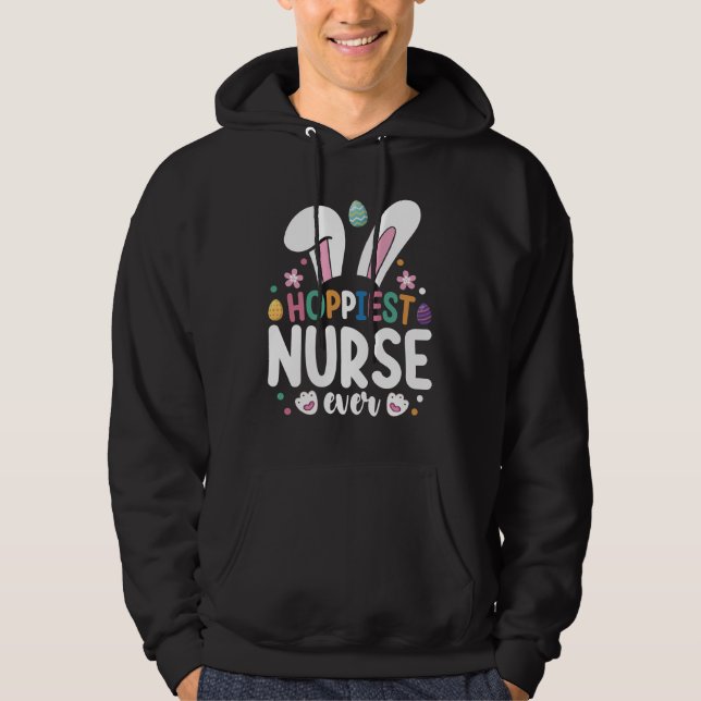 Sudadera Huevos de conejo de Pascua de la enfermera más fel (Anverso)