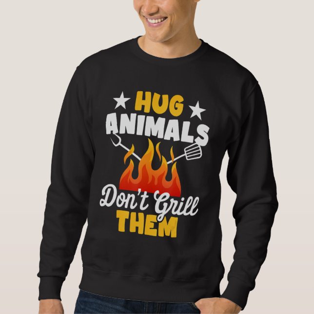 Sudadera Hug Animals Don't Grill Them   Vegetarian Vegan Re (Anverso)