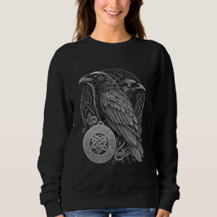 Sudadera Huginn & Muninn u2013 Cuervos Vikingos Entrelazado