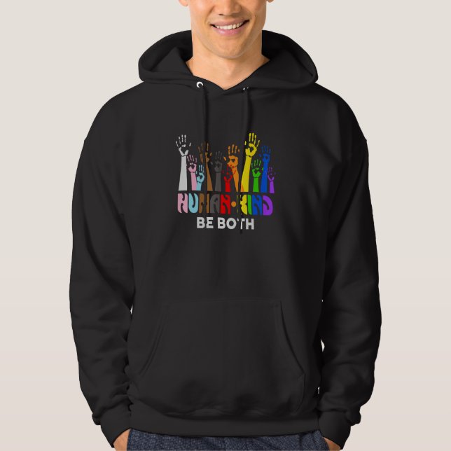 Sudadera Human Kind Be Both  LGBT Gay Lesbian Pride Rainbow (Anverso)