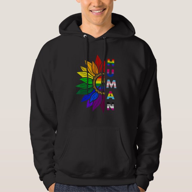 Sudadera Human Sunflower Rainbow LGBT Flag Gay Pride Suppor (Anverso)