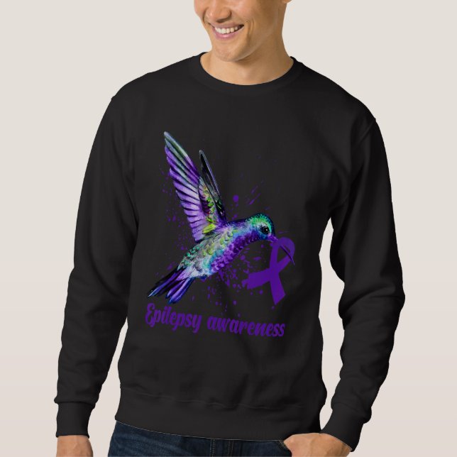 Sudadera Hummingbird Purple Ribbon Epilepsy Awareness Month (Anverso)
