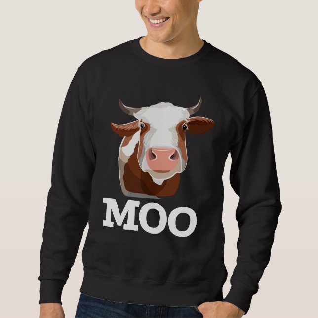 Sudadera Humor animal divertido de la granja Cow Moo (Anverso)