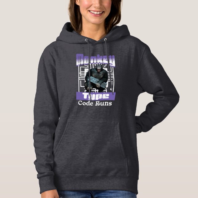 Sudadera Humor de Programador con Mono Tecleando Código (Anverso)