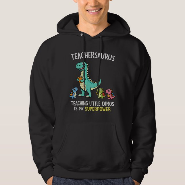 Sudadera Humor de Teachersaurus con pequeños dinosaurios (Anverso)