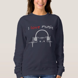 Sudadera Humor simple gracioso gato amor Mascota de música