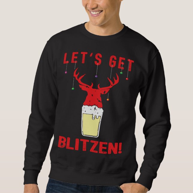 Sudadera Hunting & Beer Festive Lets Get Blitzen Christmas (Anverso)