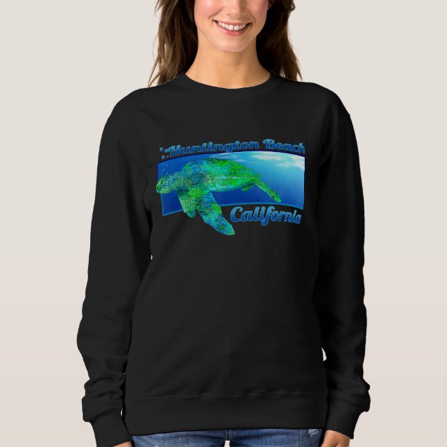 Sudadera Huntington Beach California Swimming Sea Turtle (Anverso)