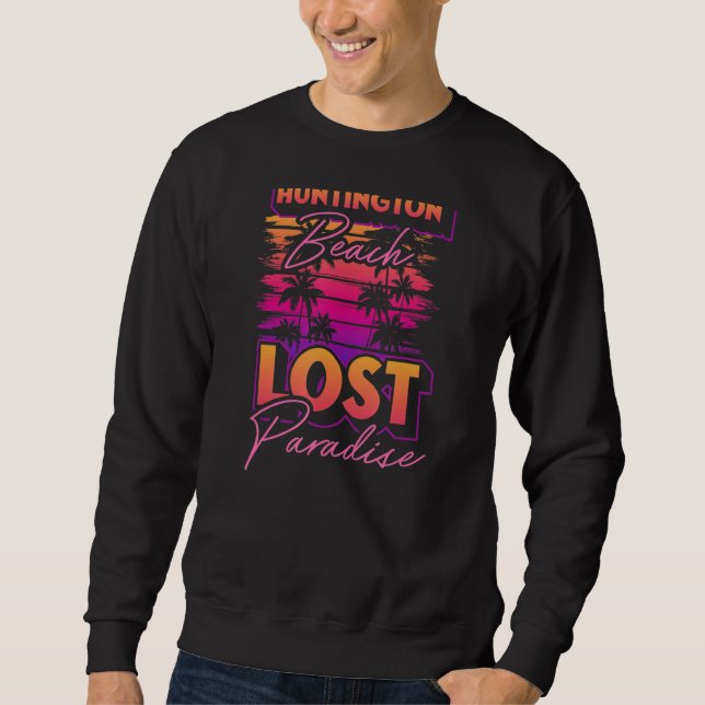 Sudadera Huntington Beach Paraíso Perdido Estilo Vaporwave  (Anverso)