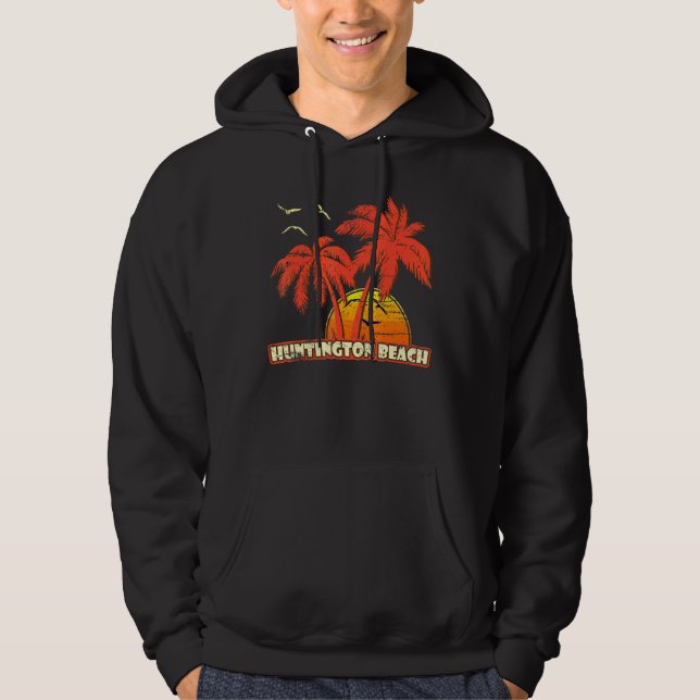 Sudadera Huntington Beach Summer Palm Trees 80 Beach Sunse (Anverso)