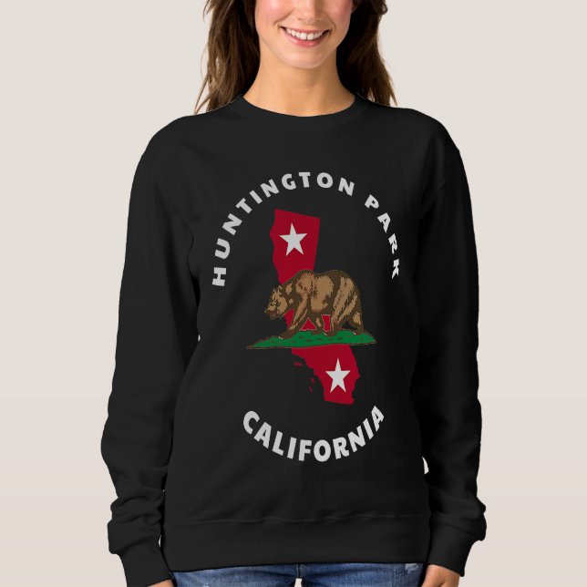 Sudadera Huntington Park California CA Flag and Bear Badge  (Anverso)