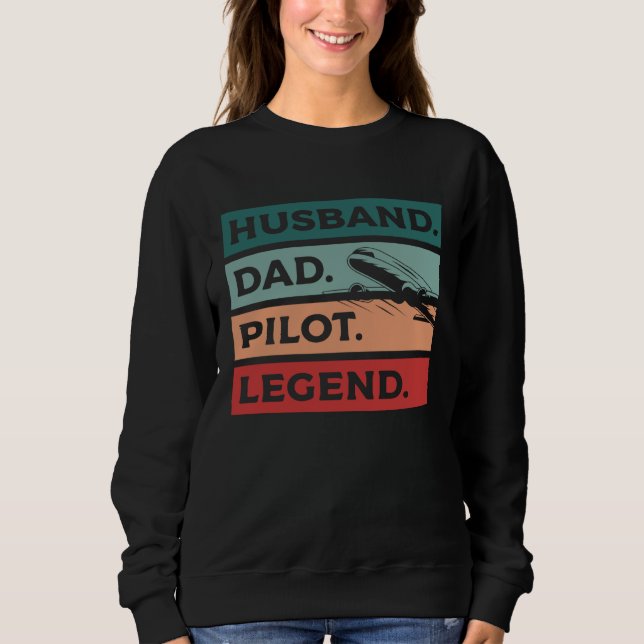 Sudadera Husband Dad Pilot Legend Aviation Aviator (Anverso)