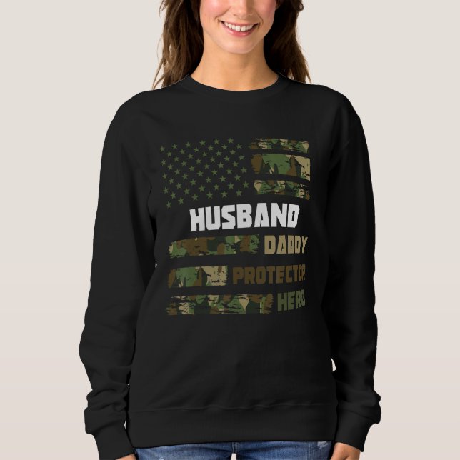 Sudadera Husband Daddy Protector Hero Father s Day Dad Amer (Anverso)