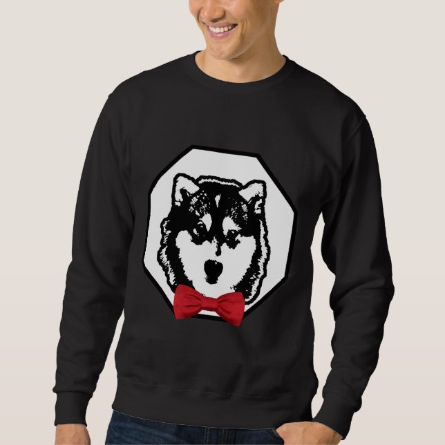 Sudadera Husky Con Raza De Perro Tradicional De Tazón Rojo (Anverso)