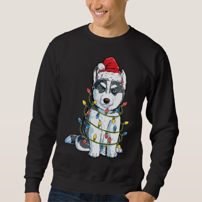 Sudadera Husky con Santa Hat Huskey Perro gracioso Christma (Anverso)