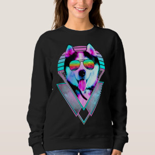 Sudadera Husky Dog Gafas de sol Vintage Retro Vaporwave Bea