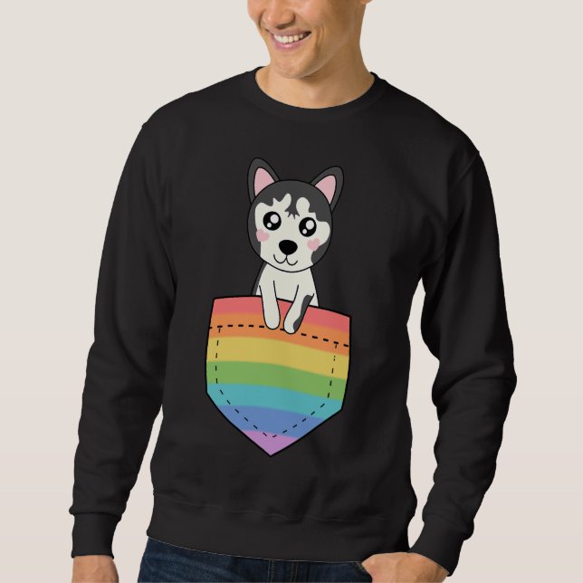 Sudadera Husky en el arco iris (Anverso)