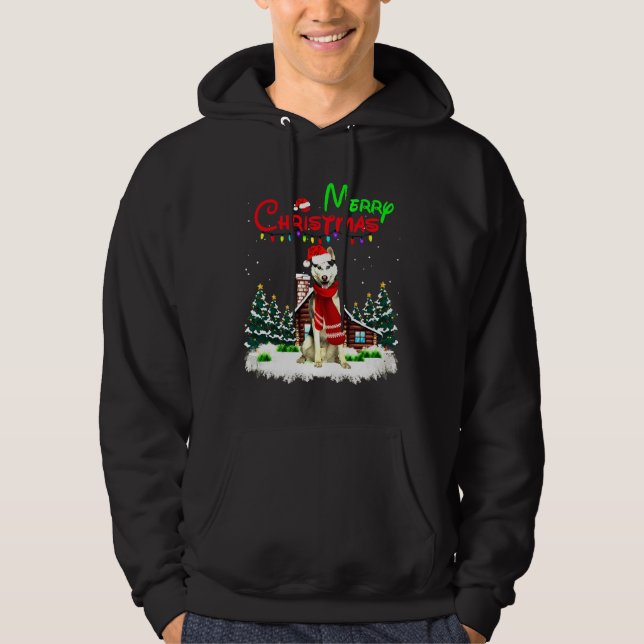 Sudadera Husky Lights Feliz Navidad (Anverso)