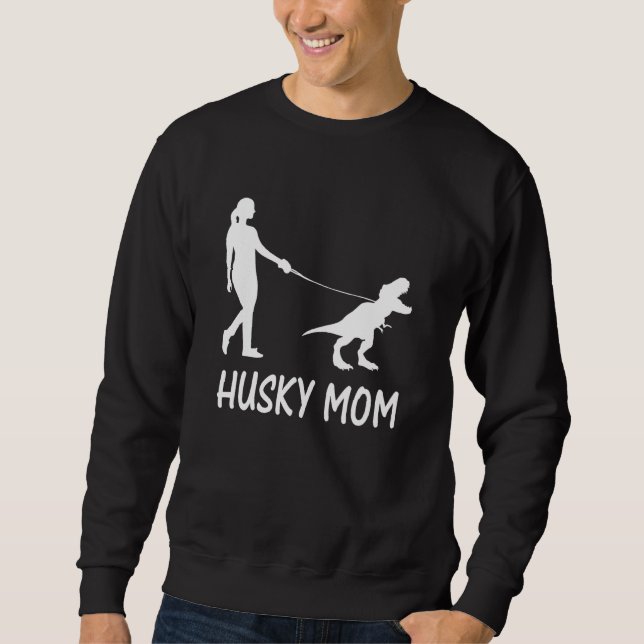 Sudadera Husky Mom Siberian Husky Mama Dog Dinosaur Mujeres (Anverso)