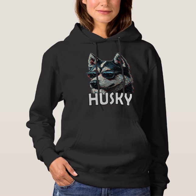 Sudadera Husky siberiano con gafas de sol y un dicho 1 (Anverso)