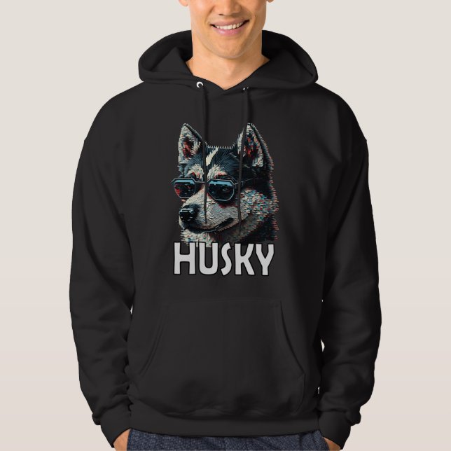 Sudadera Husky siberiano con gafas de sol y un dicho 1 (Anverso)