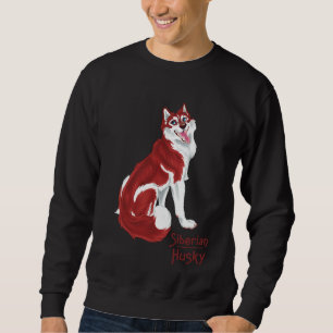 Sudadera Husky Siberiano Rojo con texto