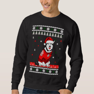 Sudadera Husky Wearing Santa Hat Tree