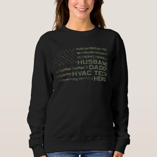 Sudadera HVAC Technician Tech American Flag Vintage Husband (Anverso)