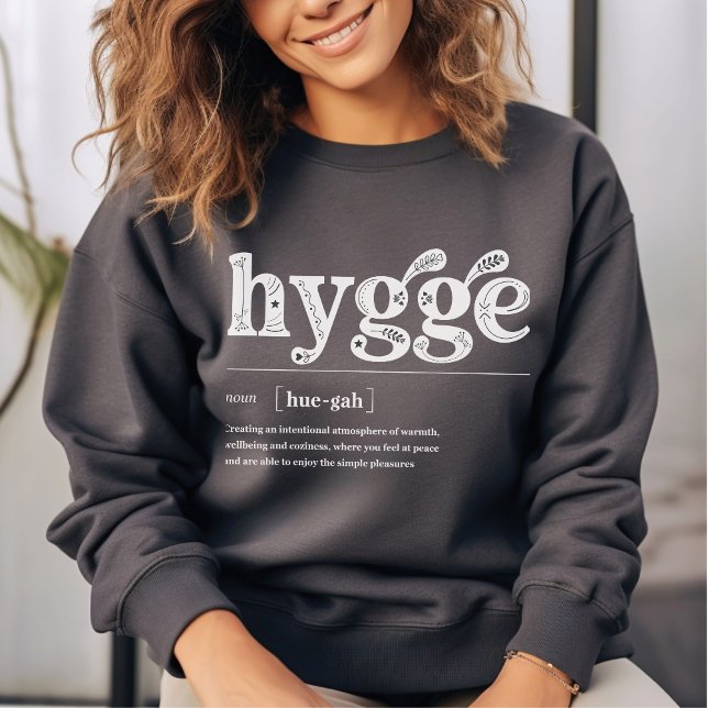 Sudadera Hygge Definition Cita Danesa Temporada Nórdica Cos (Dark Gray Hygge definition inspirational cozy sweatshirt, Christmas gift for her, Nordic floral art )