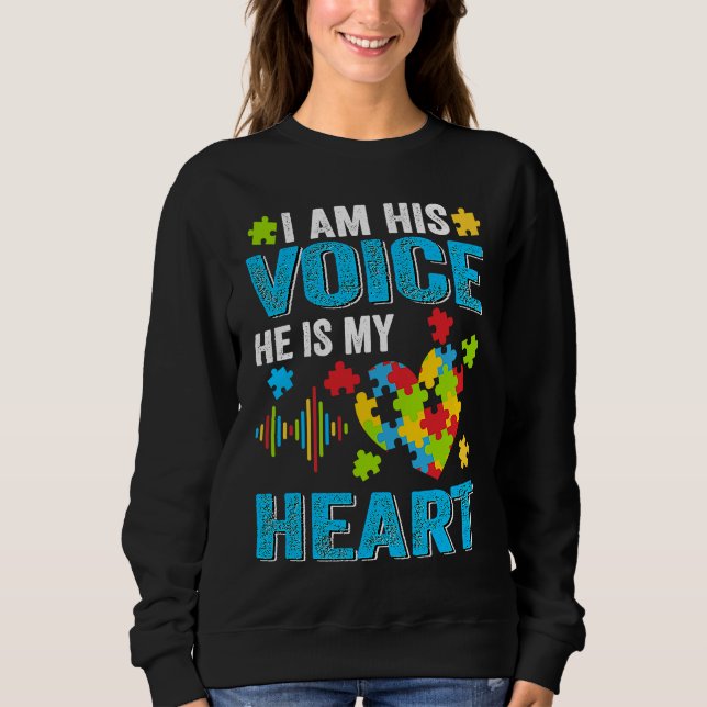 Sudadera I Am His Voice He Is My Heart Puzzle Autism Awaren (Anverso)