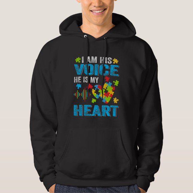 Sudadera I Am His Voice He Is My Heart Puzzle Autism Awaren (Anverso)