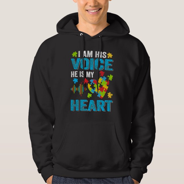 Sudadera I Am His Voice He Is My Heart Puzzle Autism Awaren (Anverso)