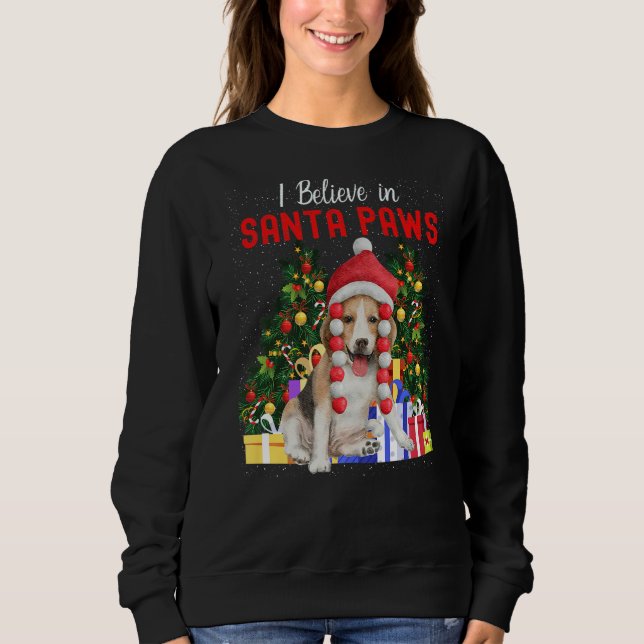 Sudadera I Believe In Santa Paws  Cute Christmas Beagle Pup (Anverso)