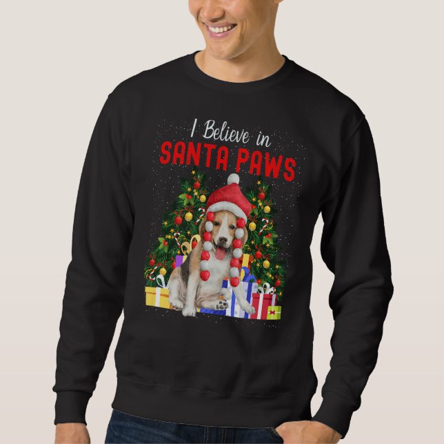 Sudadera I Believe In Santa Paws  Cute Christmas Beagle Pup (Anverso)