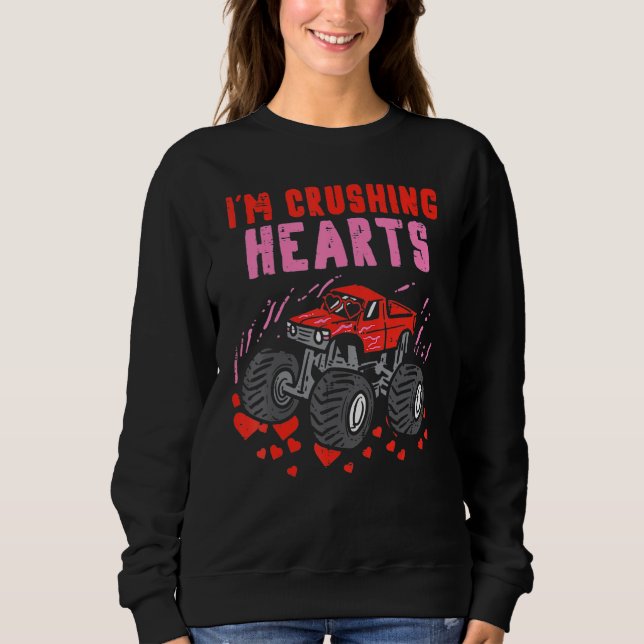Sudadera I Crush Hearts Monster Truck Toddler Boys Valentin (Anverso)