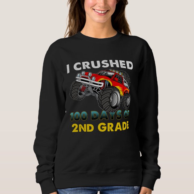 Sudadera I Crushed 100 Days Of 2nd Grade Kids Boys Monster  (Anverso)