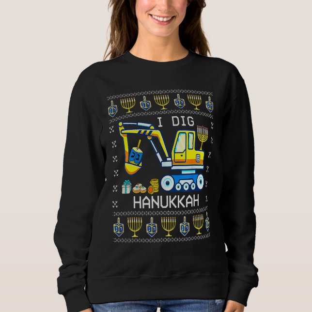 Sudadera I Dig Hanukkah Excavator Construction Toddler Hanu (Anverso)