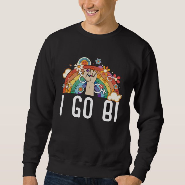 Sudadera I Go Bi Bisexual Rainbow Pride March Bisexuality L (Anverso)