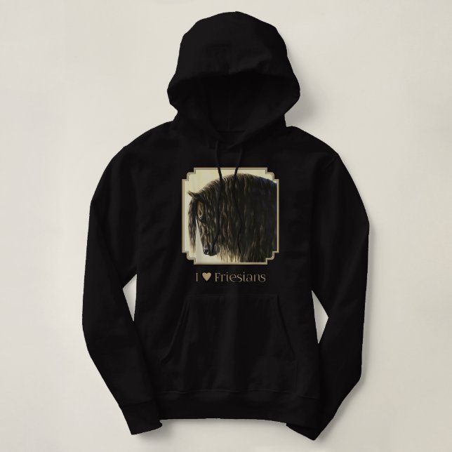Sudadera I Heart (Amo) Friesians Beautiful Black Draft Hor (Diseño del anverso)