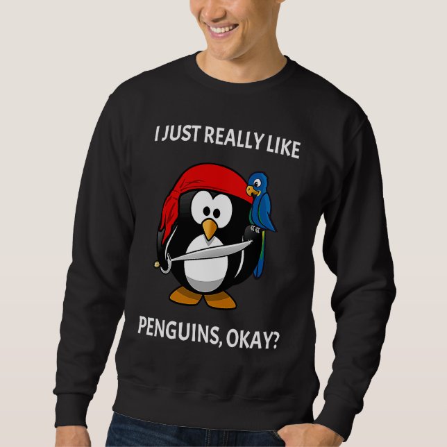 Sudadera I Just Really Like Penguins Okay Pirate Penguin (Anverso)