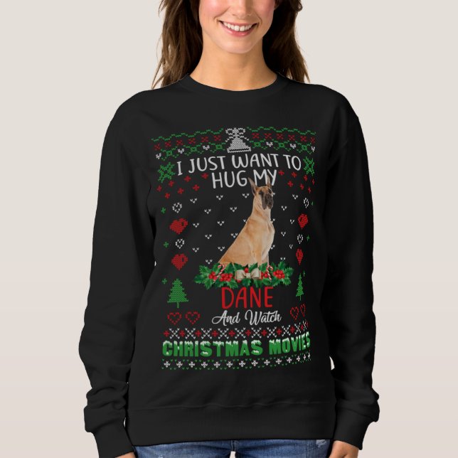 Sudadera I Just Want To Hug My Great Dane Dog Christmas (Anverso)