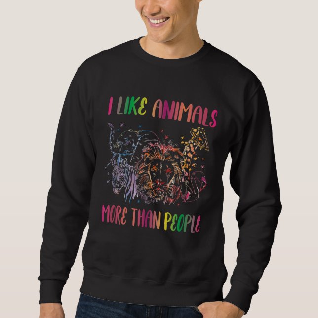 Sudadera I Like Animals More Than People Farm Animal Vegan  (Anverso)