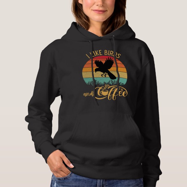 Sudadera I Like Birds and Coffee Retro Sunset Birding Birdw (Anverso)