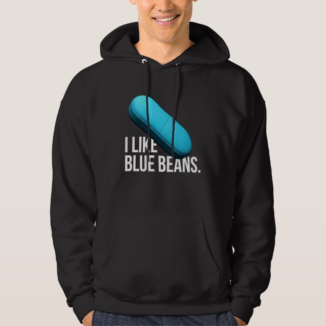 Sudadera I like blue beans pills meds (Anverso)