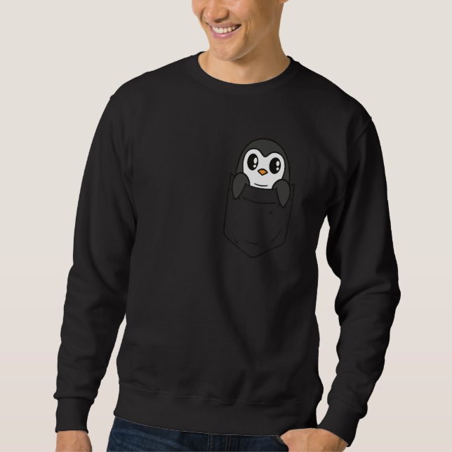 Sudadera I like penguins pocket cute chest pocket penguin (Anverso)