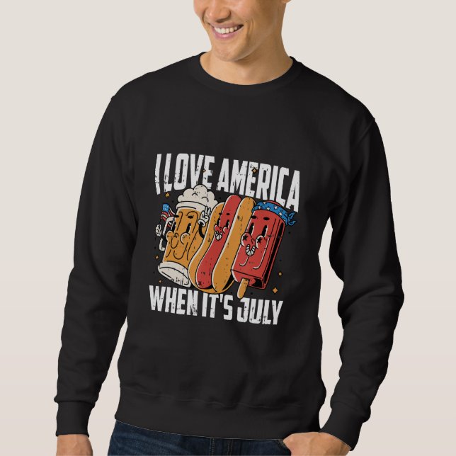 Sudadera I Love America 4th Of July Hotdog Patriotic (Anverso)