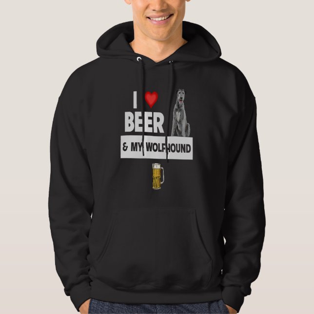 Sudadera I Love Beer and My Irish Wolfhound Dog Mom Dad Dri (Anverso)
