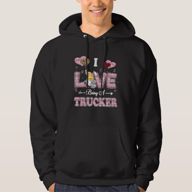 Sudadera I Love Being Trucker Easter Gnome Job Title (Anverso)